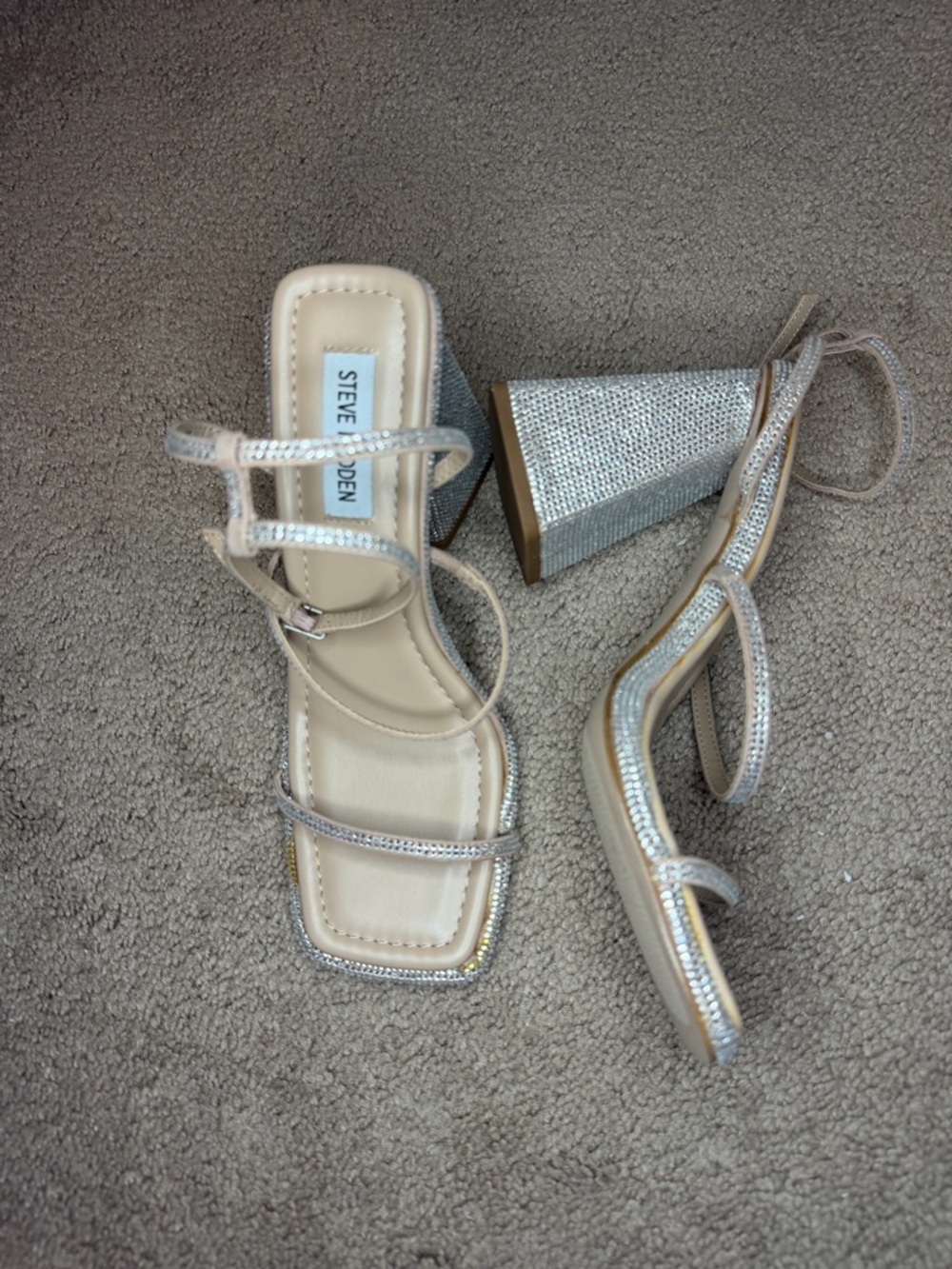 Steve Madden Britani Rhinestone Block Heel Sandals